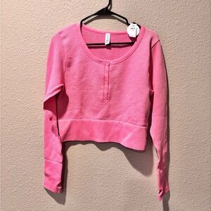 Aerie Vibrant Pink Textured Crop Top